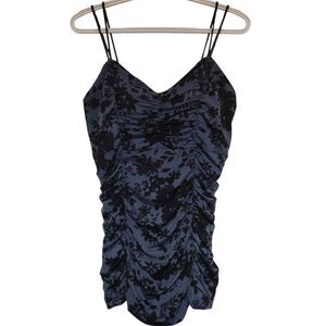 Lands End Tankini Swimsuit Top Black Gray Scalloped Hem Womens Size 14